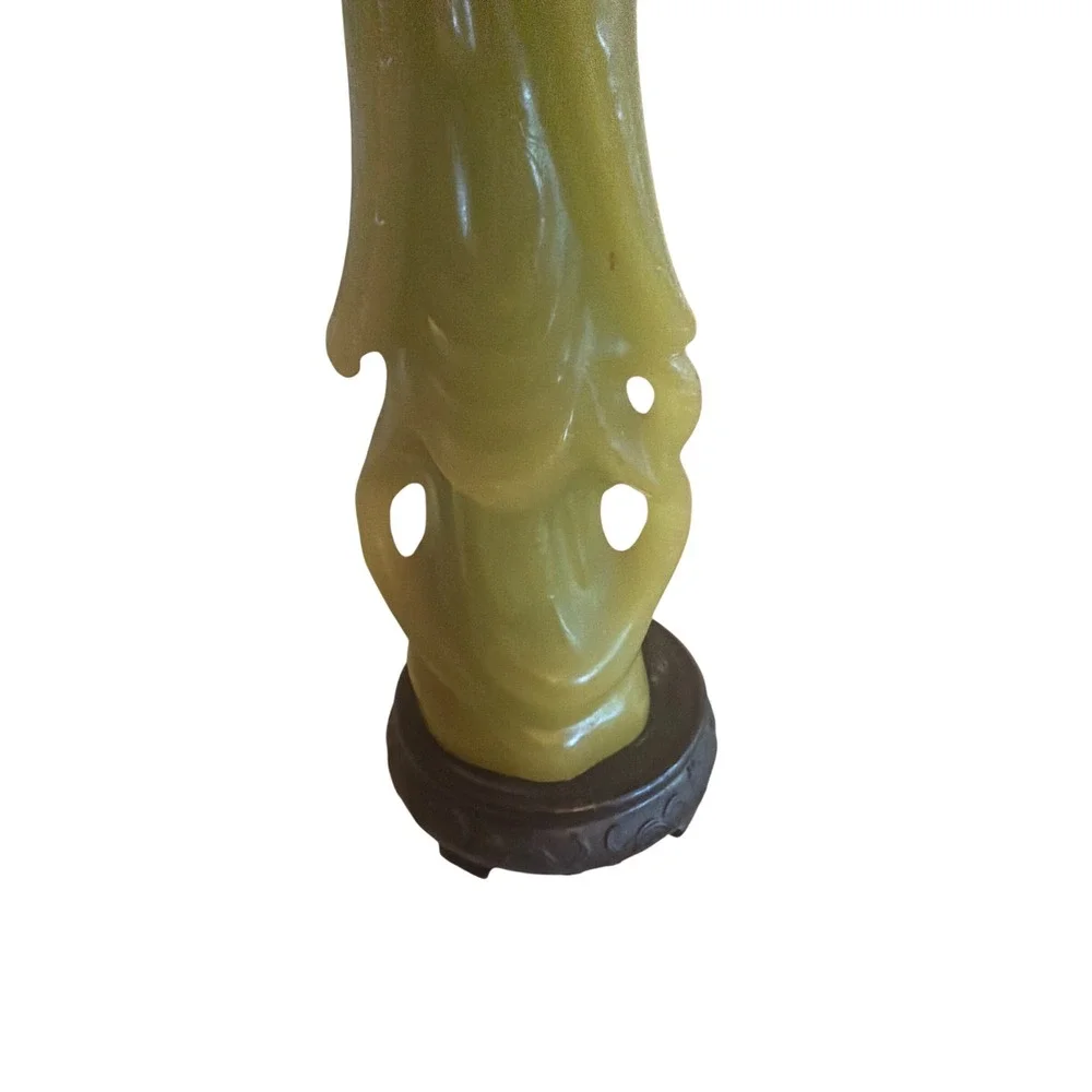 Enesco Figural Candle Green Guan Yin Goddess of Mercy‎ Vintage Hong Kong Decor